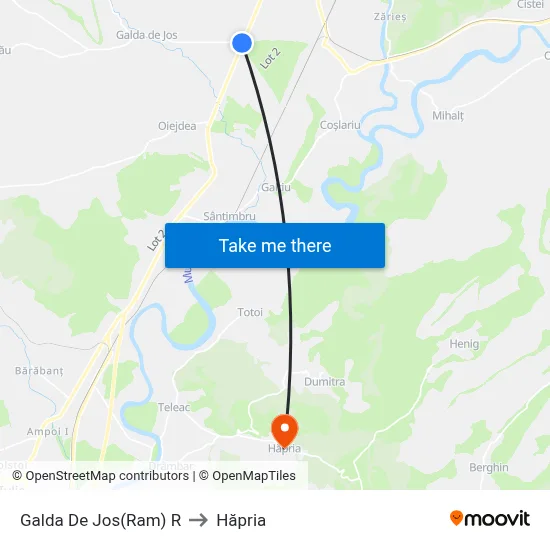 Galda De Jos(Ram) R to Hăpria map