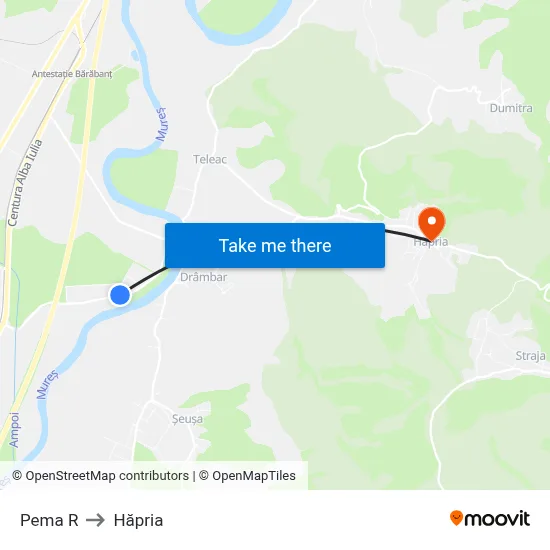 Pema R to Hăpria map