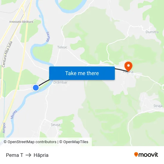 Pema T to Hăpria map