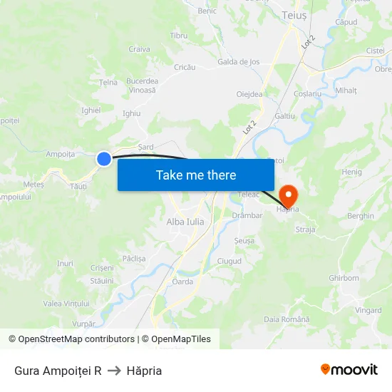 Gura Ampoiței R to Hăpria map