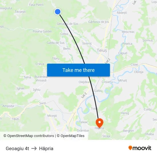 Geoagiu 4t to Hăpria map