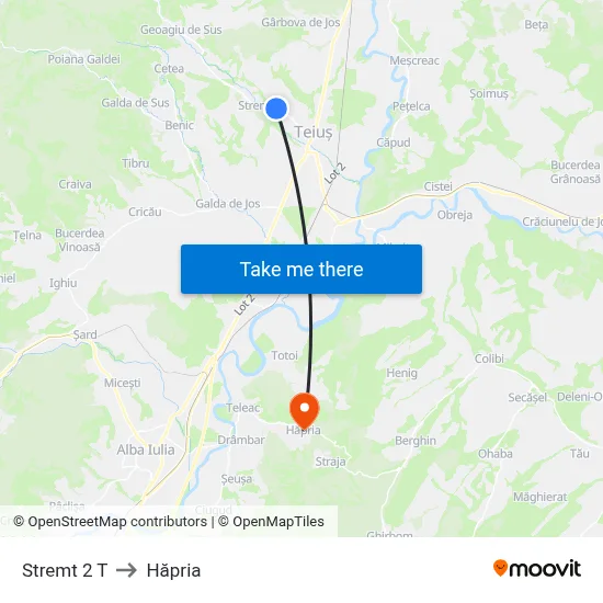 Stremt 2 T to Hăpria map