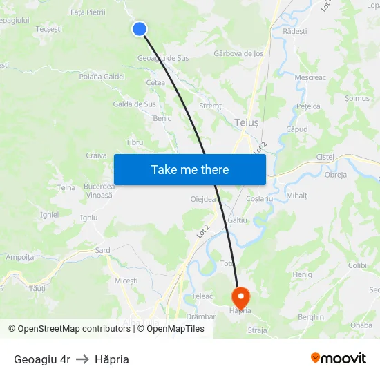 Geoagiu 4r to Hăpria map