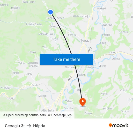 Geoagiu 3t to Hăpria map