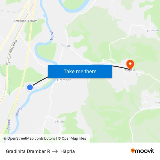 Gradinita Drambar R to Hăpria map