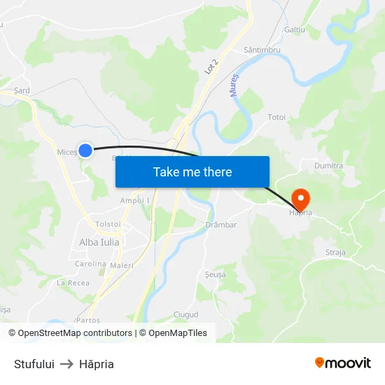 Stufului to Hăpria map