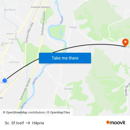 Sc. Sf.Iosif to Hăpria map