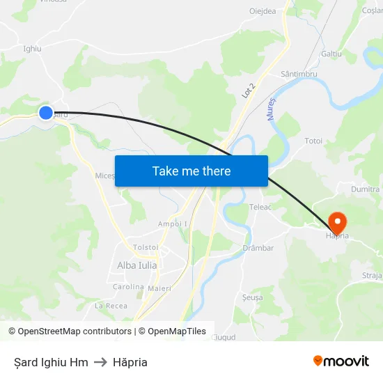 Șard Ighiu Hm to Hăpria map