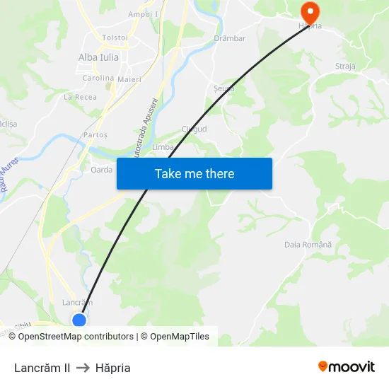 Lancrăm II to Hăpria map