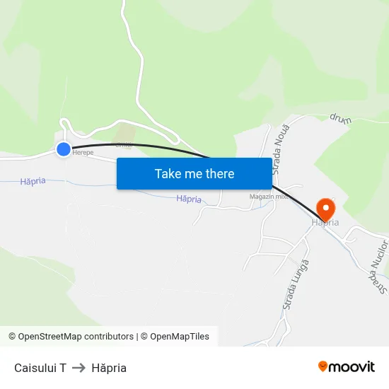 Caisului T to Hăpria map