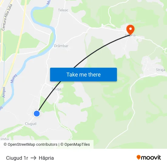 Ciugud 1r to Hăpria map