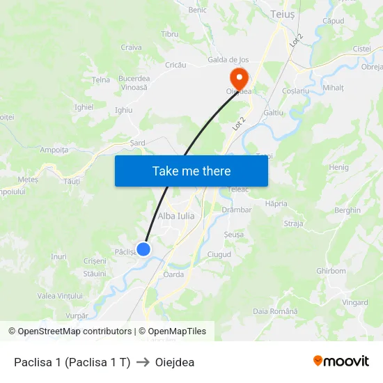 Paclisa 1t to Oiejdea map