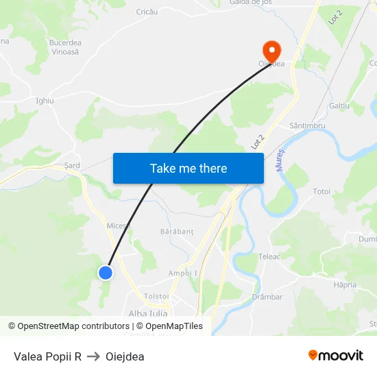 Valea Popii R to Oiejdea map