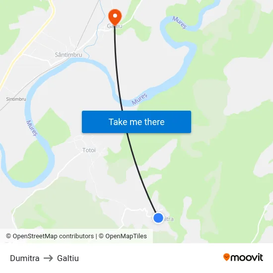 Dumitra to Galtiu map