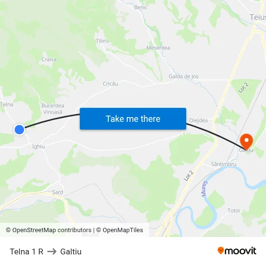 Telna 1 R to Galtiu map