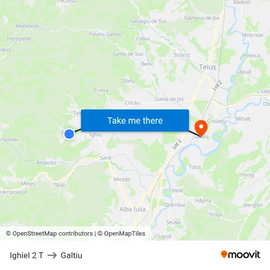 Ighiel 2 T to Galtiu map