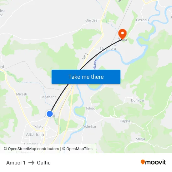 Ampoi 1 to Galtiu map