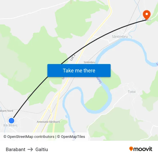 Barabant to Galtiu map