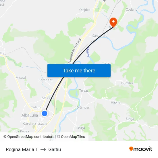 Regina Maria T to Galtiu map