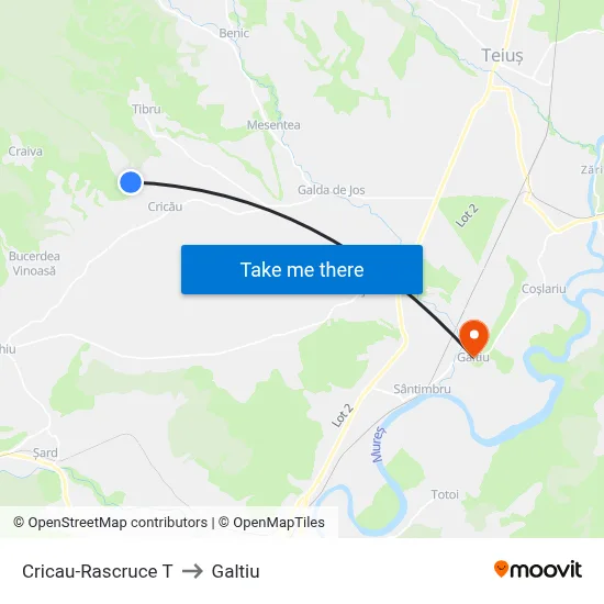 Cricau-Rascruce T to Galtiu map