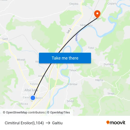 Cimitirul Eroilor(L104) to Galtiu map