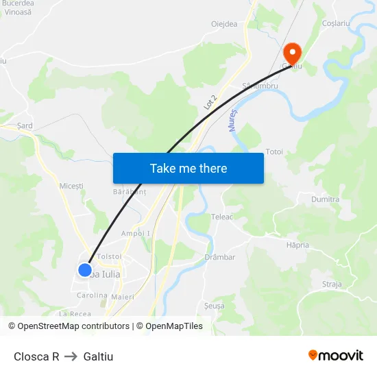 Closca R to Galtiu map