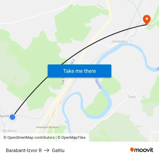 Barabant-Izvor R to Galtiu map