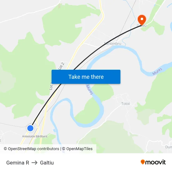 Gemina R to Galtiu map