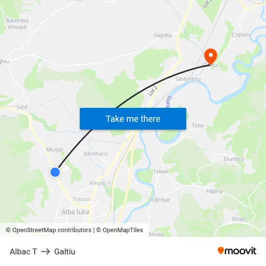 Albac T to Galtiu map