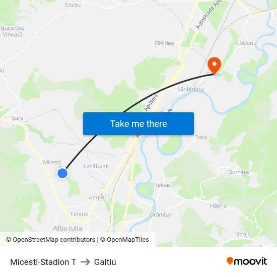 Micesti-Stadion T to Galtiu map