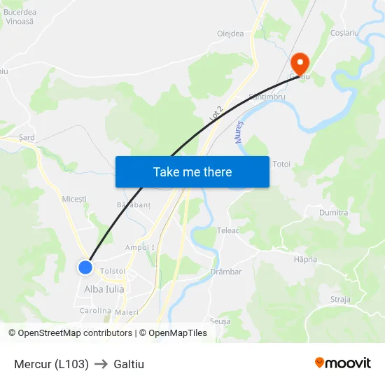 Mercur (L103) to Galtiu map