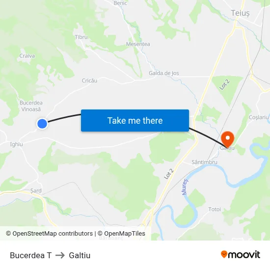 Bucerdea T to Galtiu map