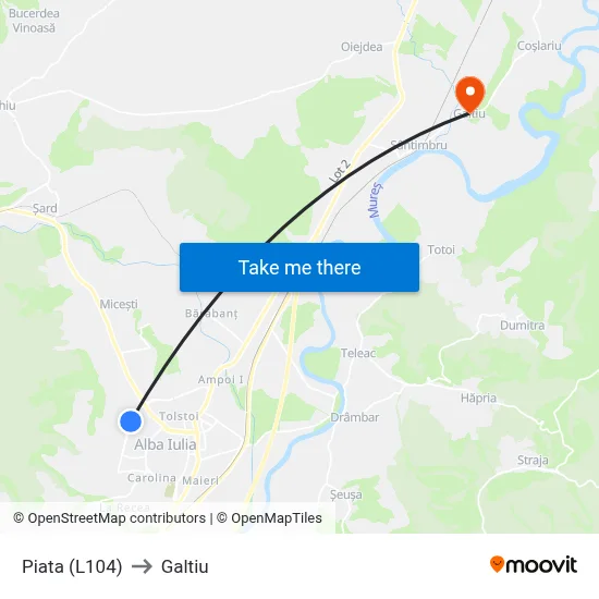 Piata (L104) to Galtiu map