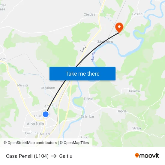 Casa Pensii (L104) to Galtiu map