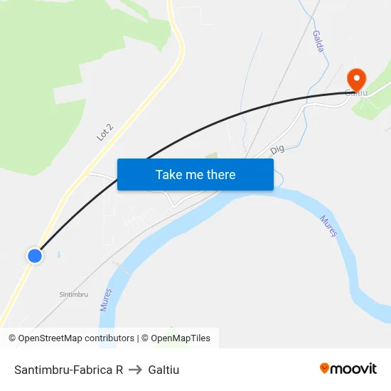 Santimbru-Fabrica R to Galtiu map