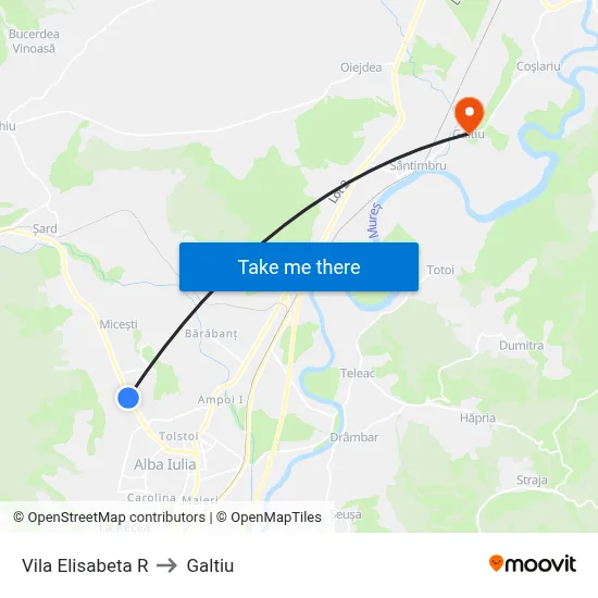 Vila Elisabeta R to Galtiu map