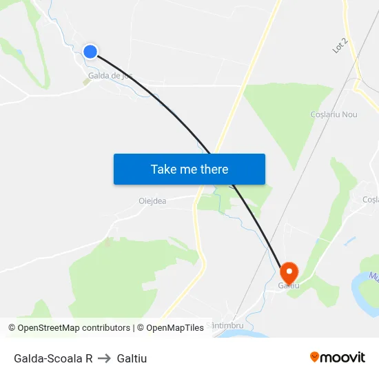 Galda-Scoala R to Galtiu map