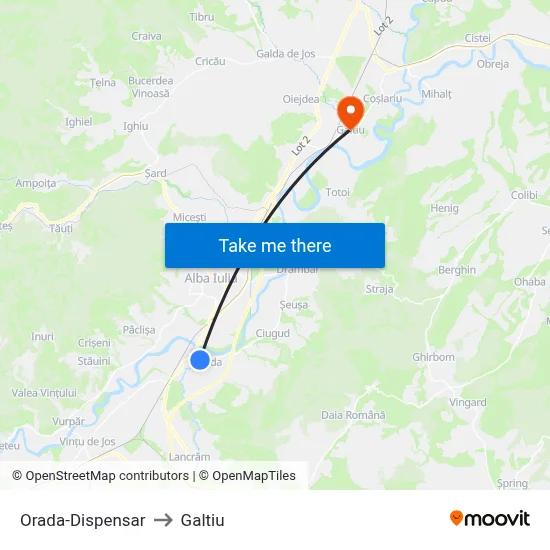 Orada-Dispensar to Galtiu map