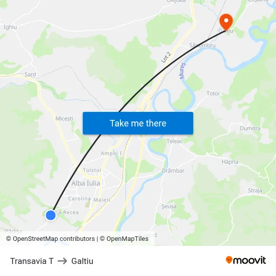 Transavia T to Galtiu map