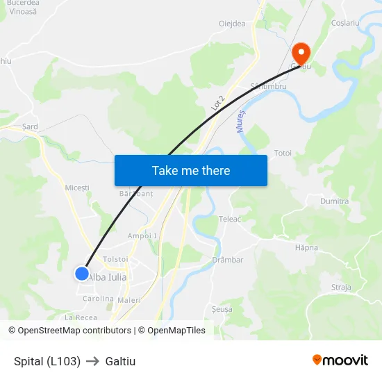 Spital (L103) to Galtiu map