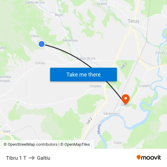 Tibru 1 T to Galtiu map
