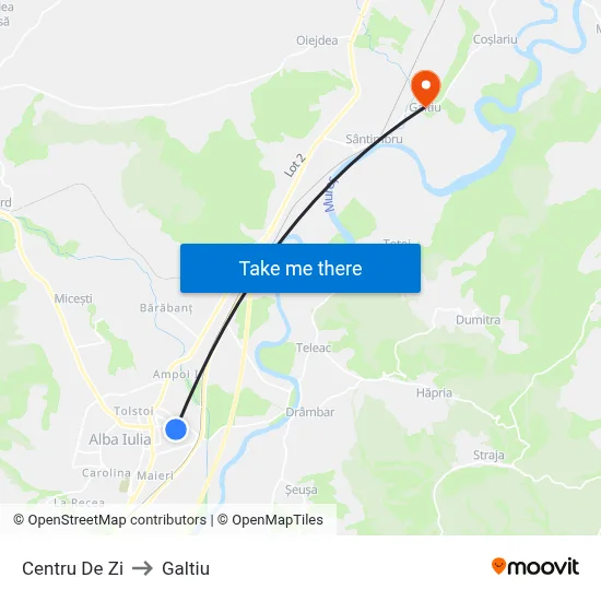 Centru De Zi to Galtiu map