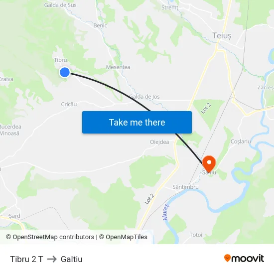 Tibru 2 T to Galtiu map