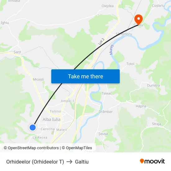 Orhideelor (Orhideelor T) to Galtiu map