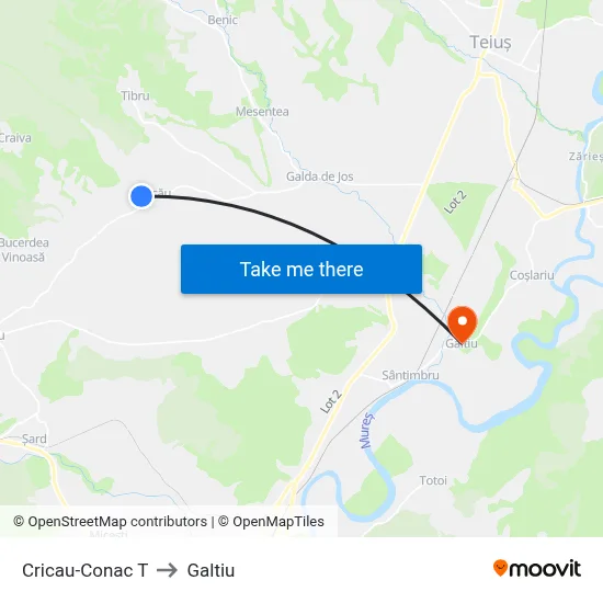 Cricau-Conac T to Galtiu map