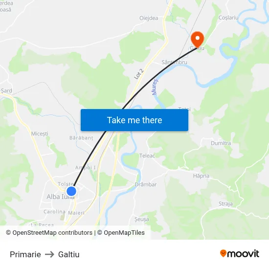 Primarie to Galtiu map