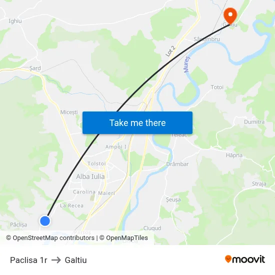 Paclisa 1r to Galtiu map