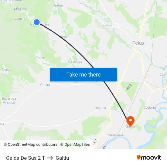 Galda De Sus 2 T to Galtiu map