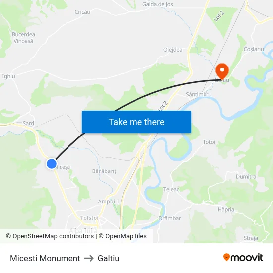 Micesti Monument to Galtiu map