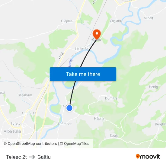 Teleac 2t to Galtiu map
